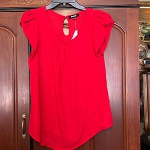 Ups & Downs BNWT Red Ruffle Butterfly Sleeve Shirt Size Medium